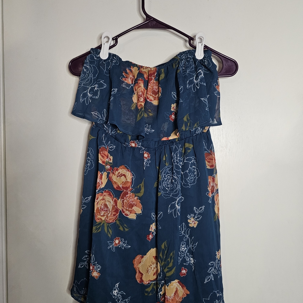 Torrid Navy Smocked Blouse Strapless
